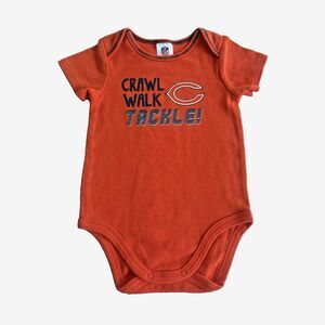 Chicago Bears One Piece Creeper Orange Short Sleeve Crawl Walk Tackle NFL 3M-6M